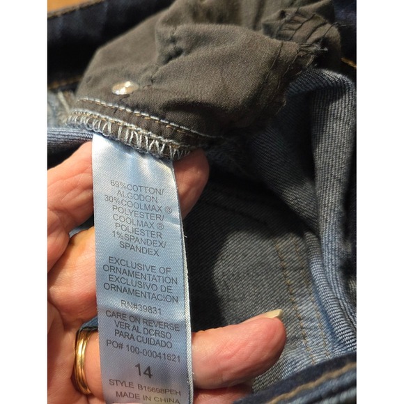 Democracy Sz 14 Womens "Flex-ellent" Dark Wash Denim Jeans Mid Rise Raw Edge Hem - Picture 5 of 5